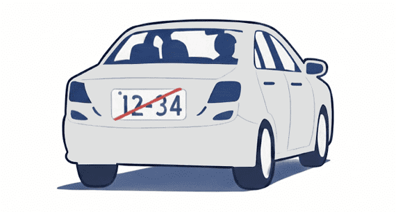 車と仮ナンバー